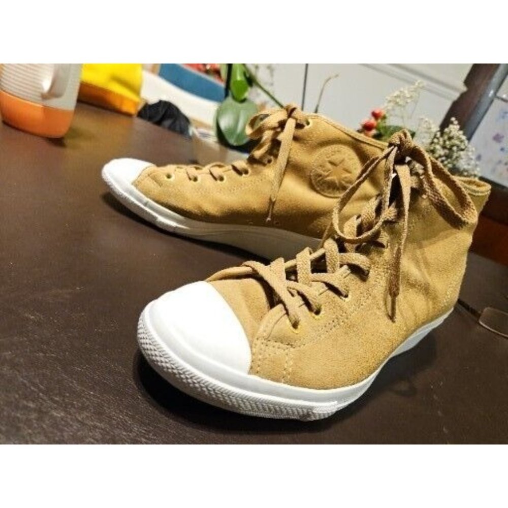 Rare Immaculate SIZE 6 Preloved high heel Converse AllStar Suede thin fur lining - Picture 7 of 16